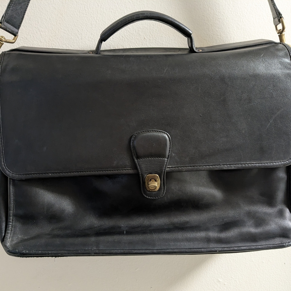 Coach Vintage 1997 G7S-0524 Black Leather Briefcase/Messenger Bag